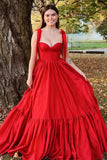 Kamilah | Sweetheart A-Line Red Prom Dress with Bow Straps