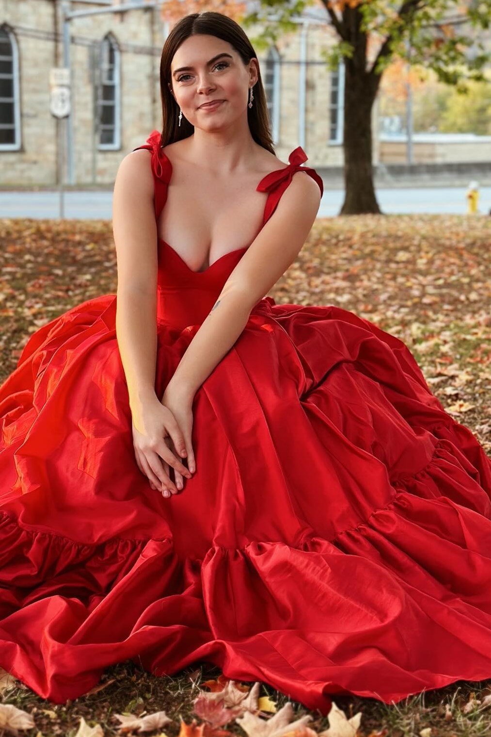 Kamilah | Sweetheart A-Line Red Prom Dress with Bow Straps