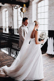 Fairy | A-Line V-Neck Tulle Beach Wedding Dress with Appliques