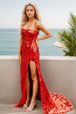 Elegant Mermaid Strapless Sequin Prom Dress with Chic Side Slit