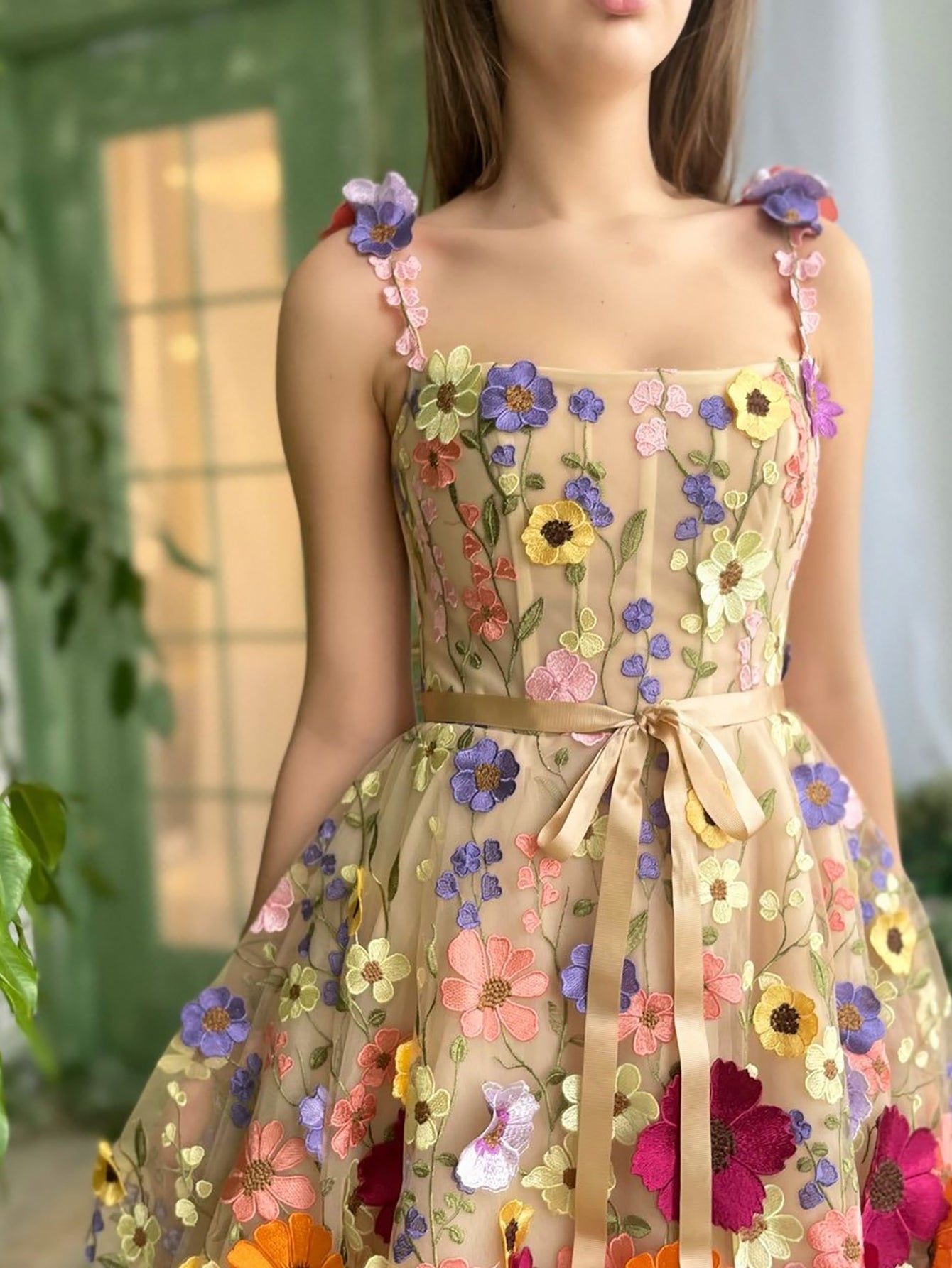 Sophie |Tulle A Line Floral Short Homecoming Dress With 3D Flowers