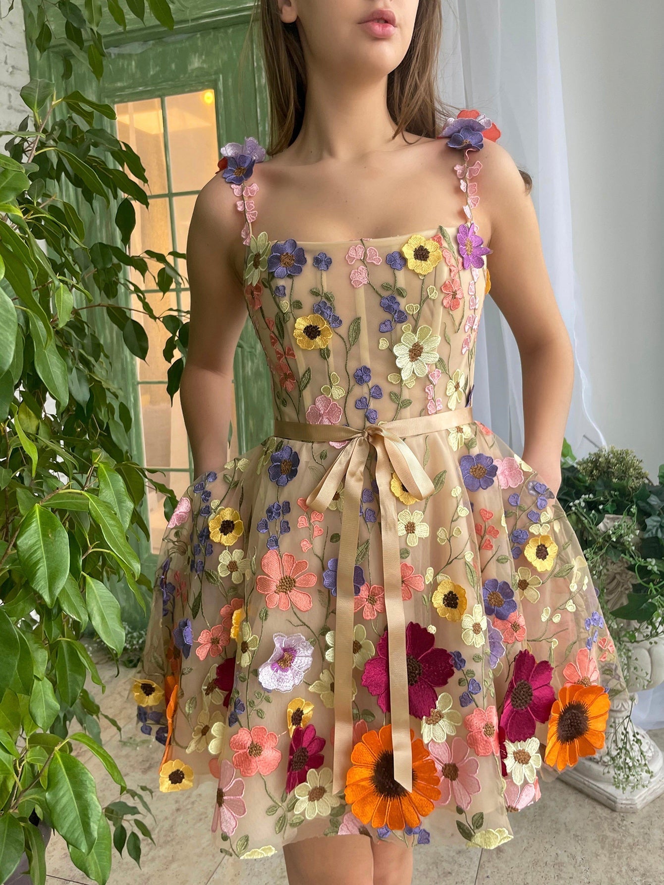 Sophie |Tulle A Line Floral Short Homecoming Dress With 3D Flowers