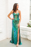 Sparkly Mermaid Sweetheart Satin Prom Dress with Slit