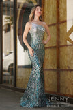 Emerald | Romantic Green Mermaid Sequin One-Shoulder Spaghetti Strap Prom Dress with Appliques JB121301