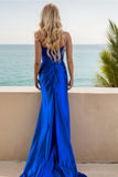 Luxe Strapless Satin Mermaid Prom Dress with Side Slit