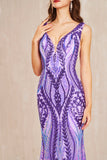 Romina | Romantic Purple V-Neck Sequins Mermaid Prom Dress with Appliques JB113003