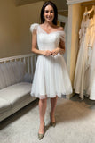 Two-Piece White Beaded A-Line Wedding Dress