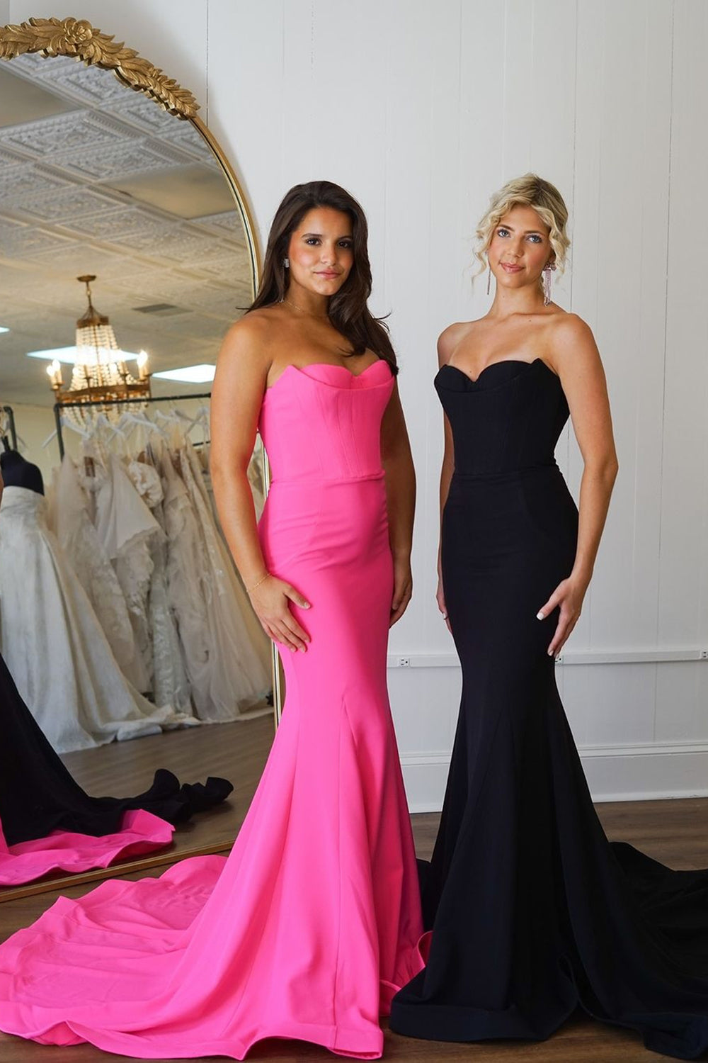 Sophia | Elegant Mermaid Scoop Neck Pink Satin Long Prom Dress