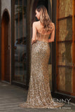 Aurelia | Romantic Gold Mermaid Satin Strapless Prom Dress with Slit and Beaded Detailing JB121218