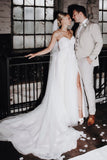 Fairy | A-Line V-Neck Tulle Beach Wedding Dress with Appliques