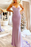 Mermaid Light Blue Tie-Back Long Prom Dress