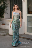 Emerald | Romantic Green Mermaid Sequin One-Shoulder Spaghetti Strap Prom Dress with Appliques JB121301