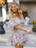 Ivana | A-Line Off-the-Shoulder Floral Printed Homecoming Dress