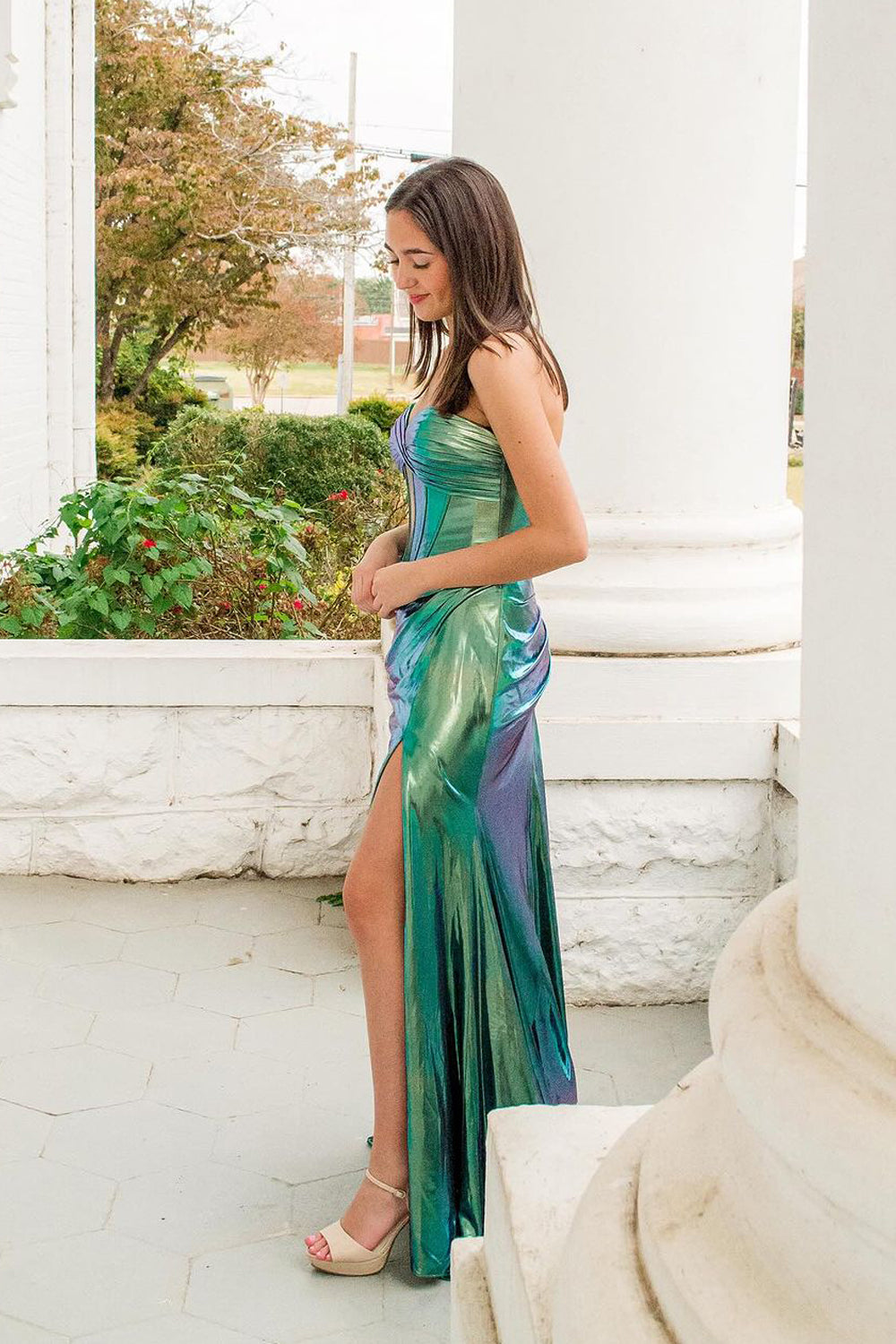 Sparkly Mermaid Sweetheart Satin Prom Dress with Slit