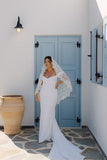 Sophisticated Mermaid Scoop Neck Satin Long Wedding Dress