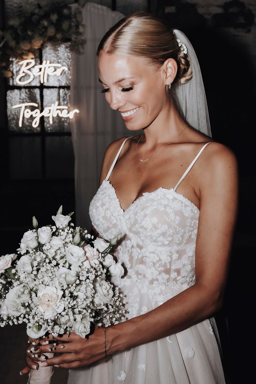 Fairy | A-Line V-Neck Tulle Beach Wedding Dress with Appliques