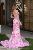 Selene | Elegant Mermaid White Satin and Pink  Appliques Spagherri Straps Sweetheart Neck Prom Dress with Slit JB121112