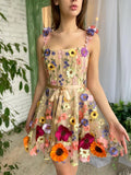 Sophie |Tulle A Line Floral Short Homecoming Dress With 3D Flowers