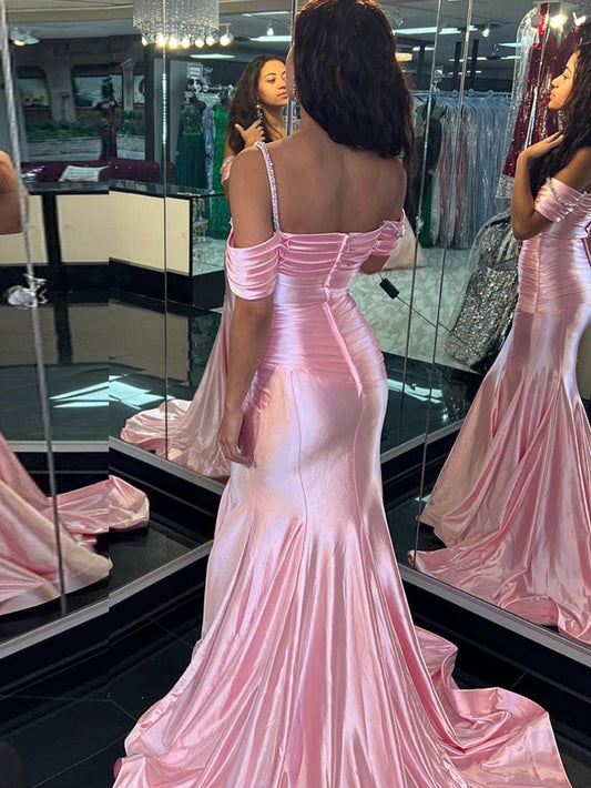 Judith | Elegant Pink Sweetheart Neck Long Mermaid Prom Dress