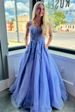 Rosalia | Charming A-Line Spaghetti Strap Tulle Lace Prom Dress with Pockets