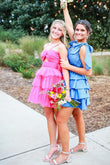 Pink Tulle A-Line Straps Short Homecoming Dress