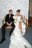 Eleanor | Fashionable Simple Ball Gown Square Neck Satin Long Bridal Dress