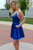 Quintessa |A-line Spaghetti Straps Satin Homecoming Dress