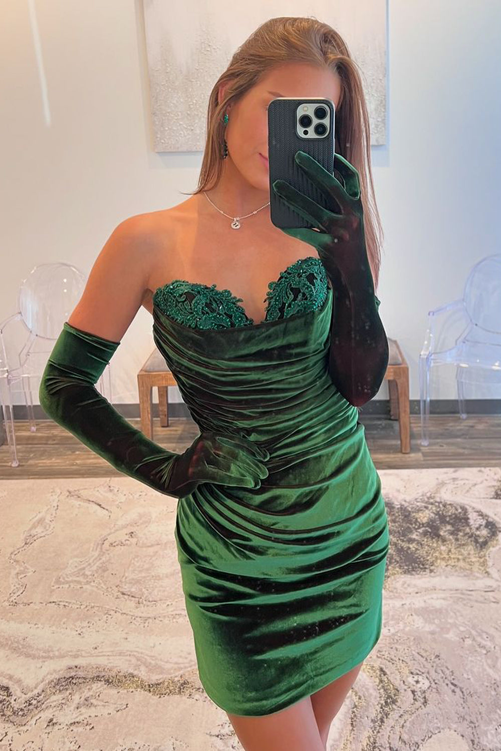 Cute Bodycon Sweetheart Dark Green Velvet Short Homecoming Dresses