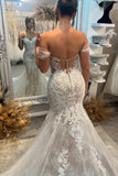 Seraphina | Romantic Mermaid Off-the-Shoulder Lace Tulle Wedding Dress with Appliques