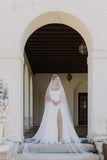 Eleanor | Fashionable Simple Ball Gown Square Neck Satin Long Bridal Dress