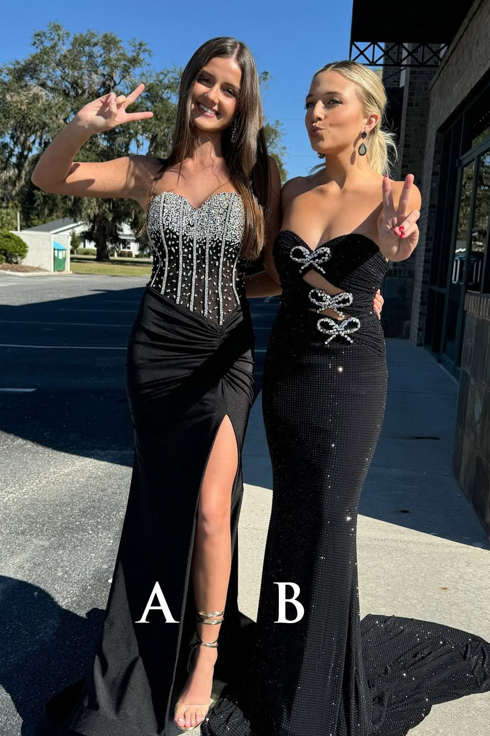 Raven | Cute Mermaid Sweetheart Black Beaded Long Prom Dress