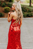 Elegant Mermaid Strapless Sequin Prom Dress with Chic Side Slit