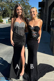 Raven | Cute Mermaid Sweetheart Black Beaded Long Prom Dress