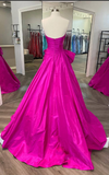 Maisie | Strapless A-Line Taffeta Long Prom Dress with Slit