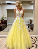 Jemma | Elegant A-Line Floor Length Prom Evening Dress with Appliques