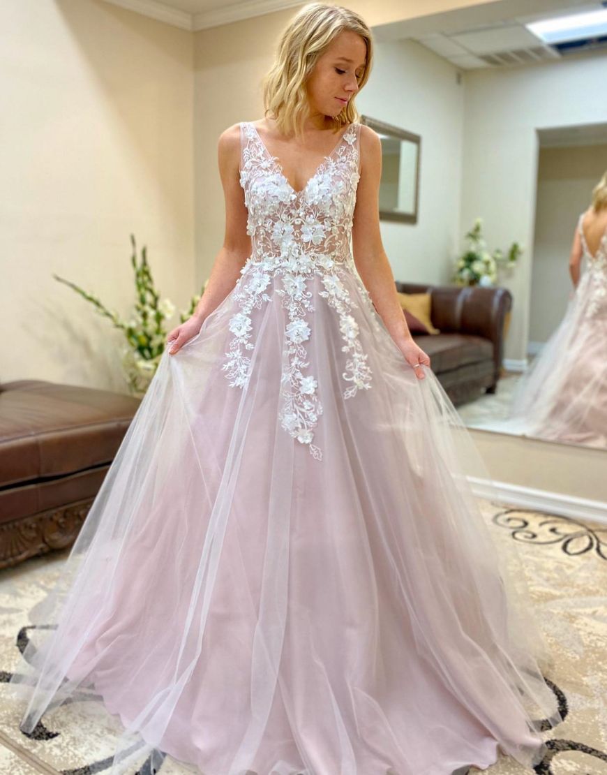 Jemma | Elegant A-Line Floor Length Prom Evening Dress with Appliques