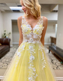 Jemma | Elegant A-Line Floor Length Prom Evening Dress with Appliques