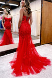 Adriana | Cute Mermaid Sweetheart Red Tulle Prom Dress with Appliques