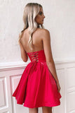 Eugenie |A Line Strapless Satin Homecoming Dress