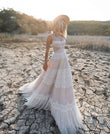 Giorgina | Boho A-Line Lace Wedding Dress with Spaghetti Straps