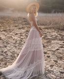 Giorgina | Boho A-Line Lace Wedding Dress with Spaghetti Straps
