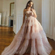 Zariah | Off-the-Shoulder Blush Princess A-Line Ruffled Tulle Prom Dress