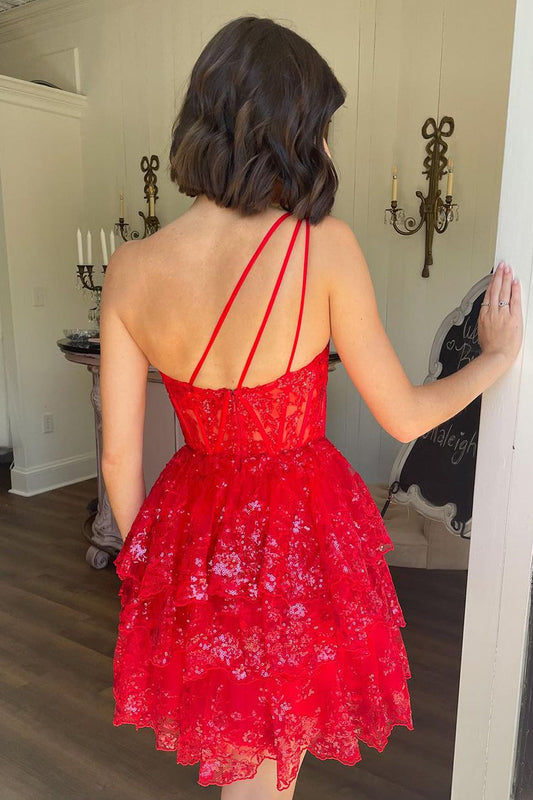 Cute A-Line One Shoulder Red Sequin Tiered Homecoming Dresses AB24091202 anniebride-2