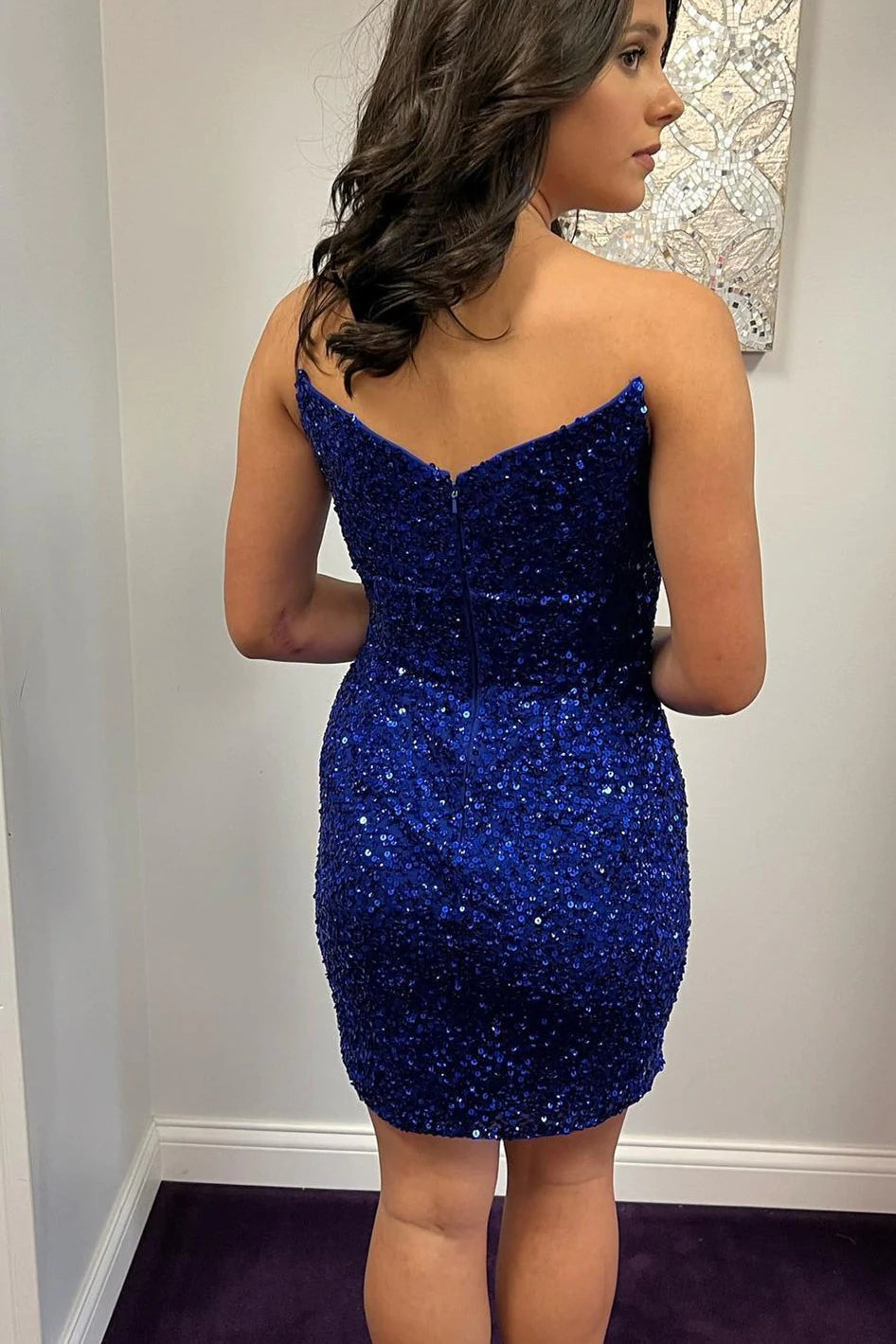 Veda |Sheath V Neck Sequins Homecoming Dress