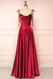 Sweet A-Line Long Prom Dress with Cowl Neck in Silk