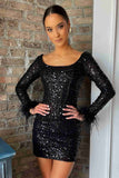 Minerva | Sheath Sequin Long Sleeve Homecoming Dress