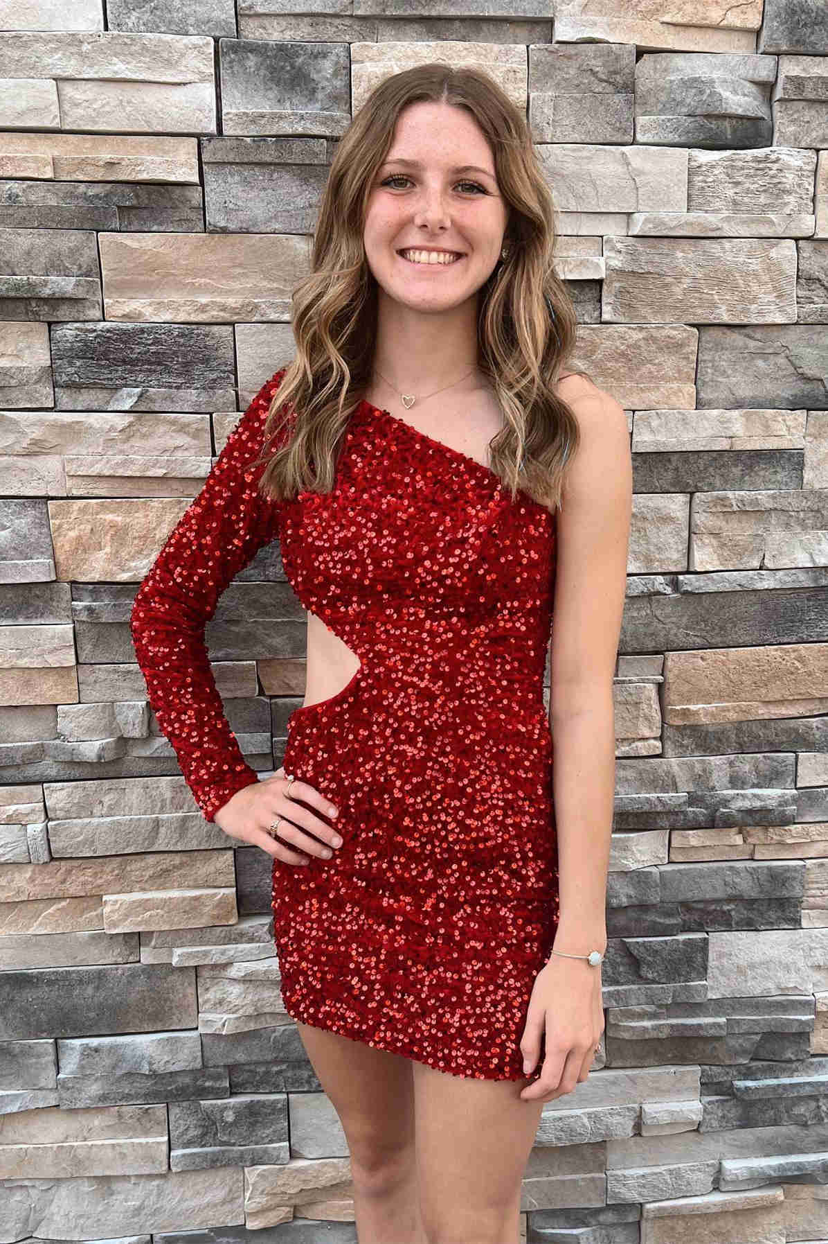 Camilla | Sheath Sequin One-Shoulder Homecoming Dress