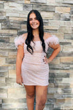 Georgiana | Bodycon Sequin Homecoming Dress with Feather Details