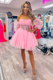 Venetia | A-Line Pleated Tulle Short Homecoming Dress