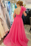 Delaney | One-Shoulder A-Line Long Tulle Prom Dress with Ruffles